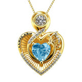 14K Gold Plated  Heart Birthstone Butterfly Necklace Engraved with  I Love You