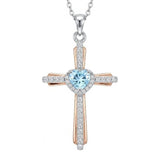 14K Gold Plated Birthstone Cross Necklace for Women  Protection Jewelry