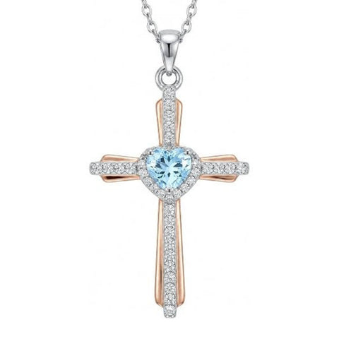 14K Gold Plated Birthstone Cross Necklace for Women  Protection Jewelry