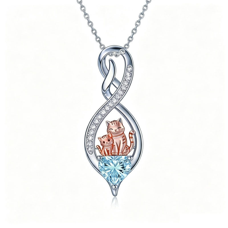 Sterling Silver 12 Month Birthstone Infinity Heart Animal Pendant Necklace Christmas Birthday Jewelry Gift