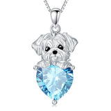 Sterling Silver Synthetic Birthstone Dog Pendant Necklace