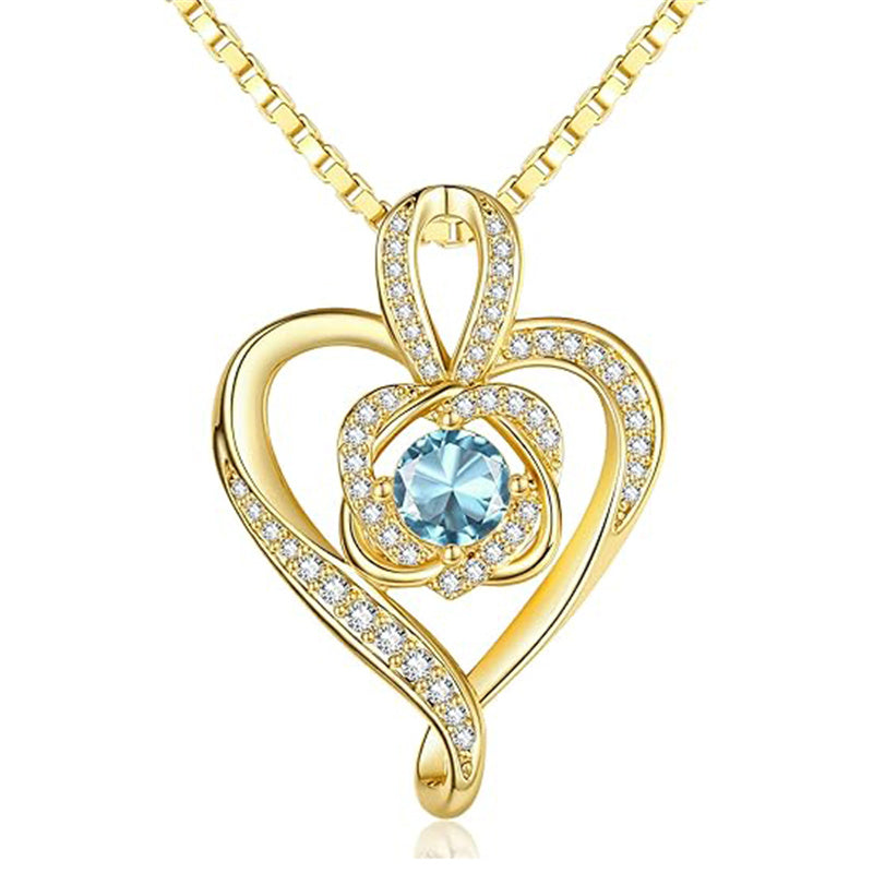 Sterling Silver Round Birthstone Necklace for Women