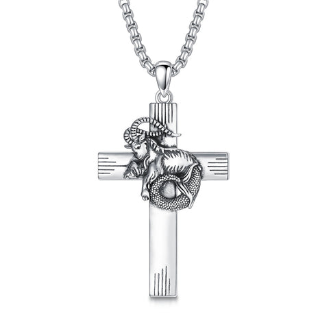 Sterling Silver 12 Constellation Cross Pendant Necklace
