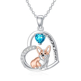 14K Gold Birthstone Corgi Pendant Necklace