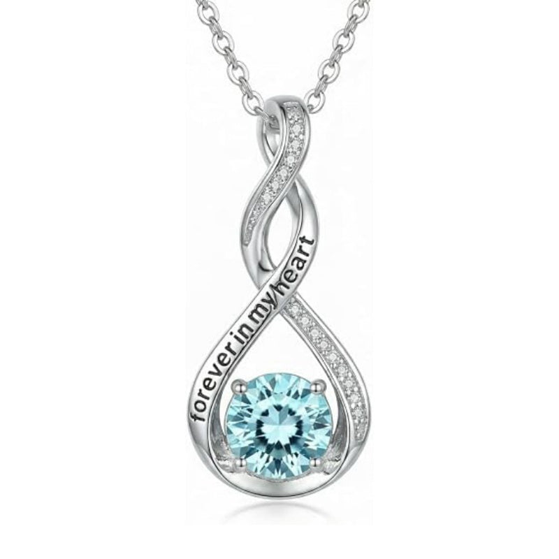 14K Gold Plated 12 Month Birthstone Infinity Twisted Pendant Necklace Mother's Day Christmas Anniversary Birthday Gift