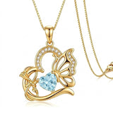14K Gold Plated Heart Birthstone Infinity Cross Butterfly Necklace for Women