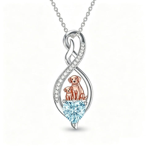 Sterling Silver 12 Month Birthstone Infinity Heart Animal Pendant Necklace Christmas Birthday Jewelry Gift