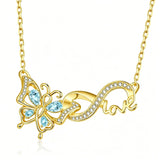 14K Gold Plated Birthstone Infinity Butterfly Necklace for Women