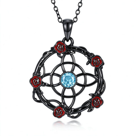Sterling Silver Black Heart Skeleton Birthstone Necklace With Engraved Halloween Gift