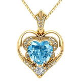 14K Gold Plated Birthstone Double Heart Pendant Necklace Love Jewelry Anniversary Birthday Mother's Day Valentine's Day Gift