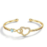14K Gold Plated Birthstone Infinity Heart Bangle Bracelet for Women