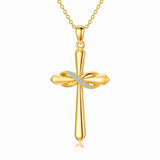 14K Gold Plated Birthstone Infinity  Cross Pendant NecklaceJewelry for Women