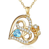 Sterling Silver Birthstone Rose Necklace for Women