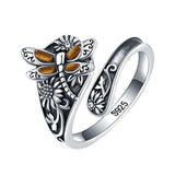 Sterling Silver Oxidized Dragonfly Butterfly Hummingbird Sea Turtle Anchor CrossTree of Life Sunflower Spoon Ring
