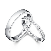 Sterling Silver Couple Moissanite Engagement Rings