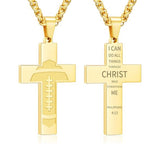 14K Gold Plated Bible Verse Football Cross Pendant Necklace