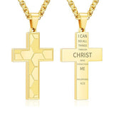 14K Gold Plated Bible Verse Soccer Cross Pendant Necklace for Men