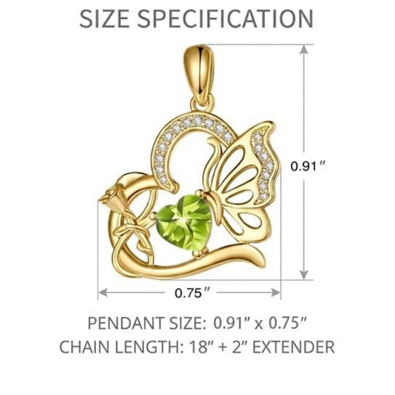 14K Gold Plated Heart Birthstone Infinity Cross Butterfly Necklace for Women