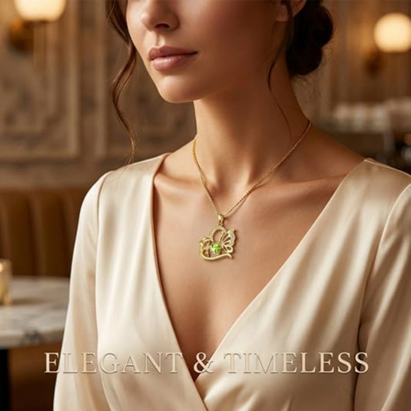 14K Gold Plated Heart Birthstone Infinity Cross Butterfly Necklace for Women