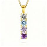 Copper Sterling Silver Personalized Simulated 1-6 Birthstones Family Pendant Necklace
