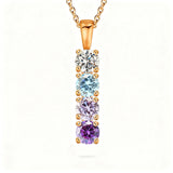 Copper Sterling Silver Personalized Simulated 1-6 Birthstones Family Pendant Necklace