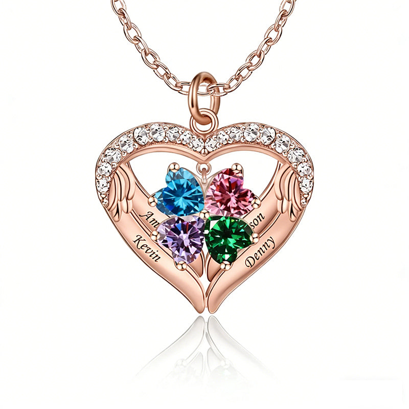 Copper Sterling Silver Simulated Birthstone Name Pendant Necklace for Mom