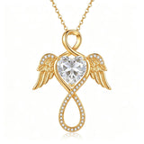 14K Gold Plated 12-Month Birthstone Infinity Angel Wings Pendant Necklace for Women