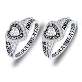 Sterling Silver Personalized Birthstone Engraved Class Rings for Women, College Senior High School Ring