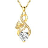 14K Gold Plated Infinity Birthstone  Butterfly Cross Necklace for Women
