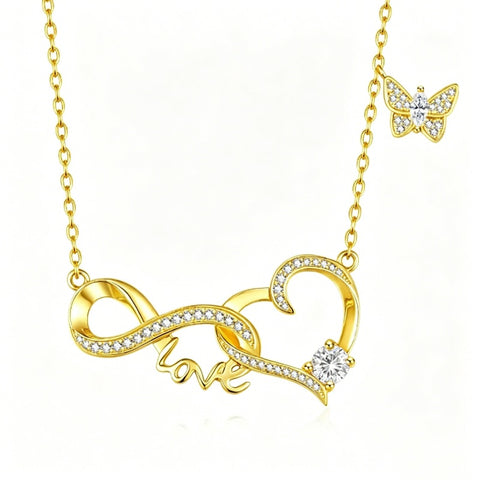 14K Gold Plated Birthstone Infinity Butterfly Necklace for Women