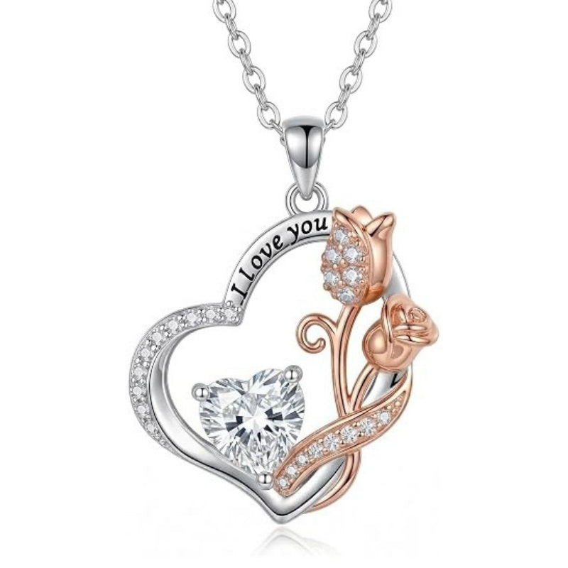 14K Gold Plated  Birthstone Rose Flower Necklaces for Women