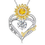 14K Gold Plated Birthstone Sunflower Pendant Necklace Anniversary Birthday Gifts for Women