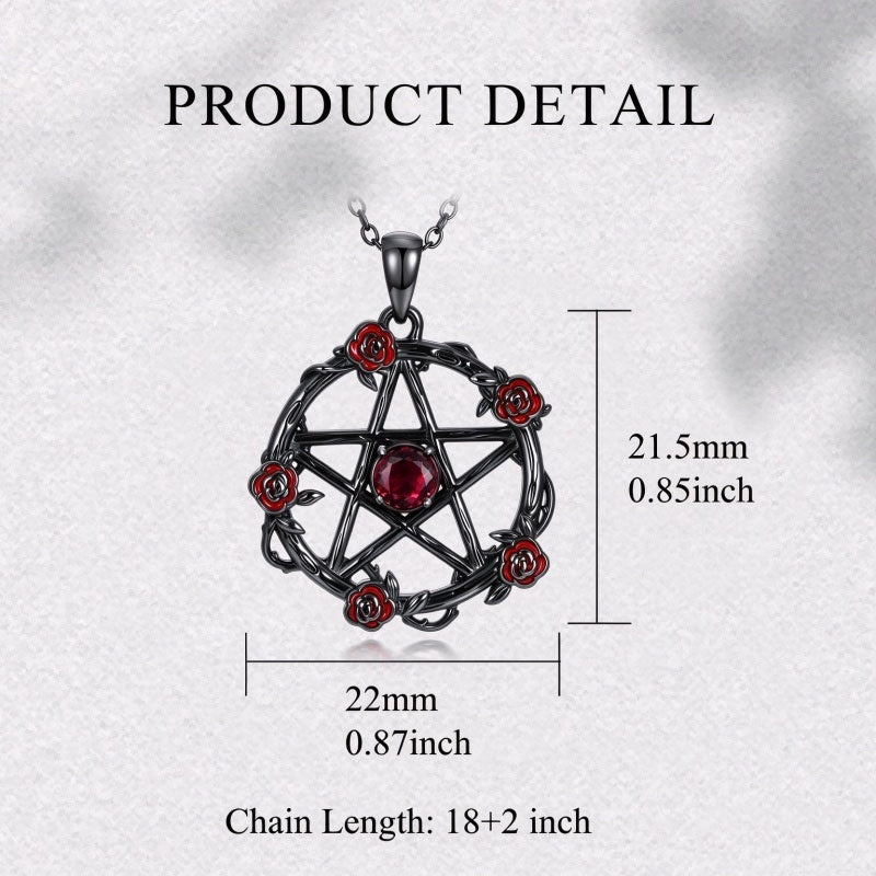 Sterling Silver Black Heart Skeleton Birthstone Necklace With Engraved Halloween Gift