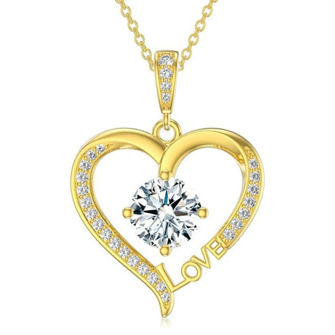 14K Gold Plated  12 Months Heart Birthstone Pendant Necklace Birthday Wedding Anniversary Jewelry Gifts for Women