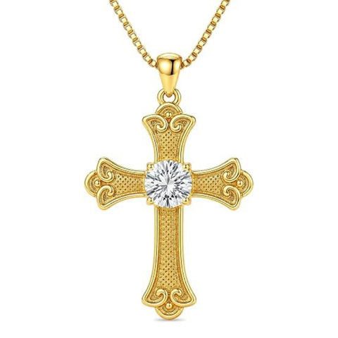14K Gold Plated  Birthstone Cross Necklace  Pendant Necklace Mother's Day Birthday Gifts for Women