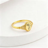 925 Sterling Silver Birth Flower Ring Vintage Flower Signet Ring Mother's Day Gift