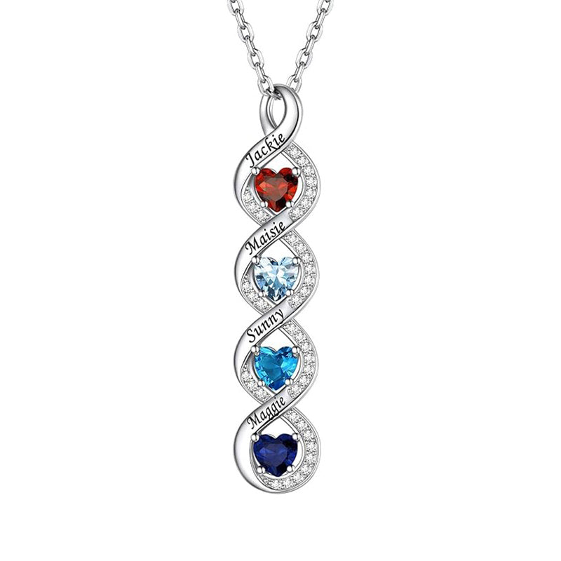 Sterling Silver Personalized  Birthstone Infinity Necklace for Women