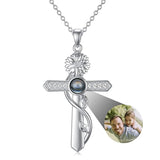 Sterling Silver Cross 100 Languages 12 Month Birthstone Birth Month Flower Pendant Necklace