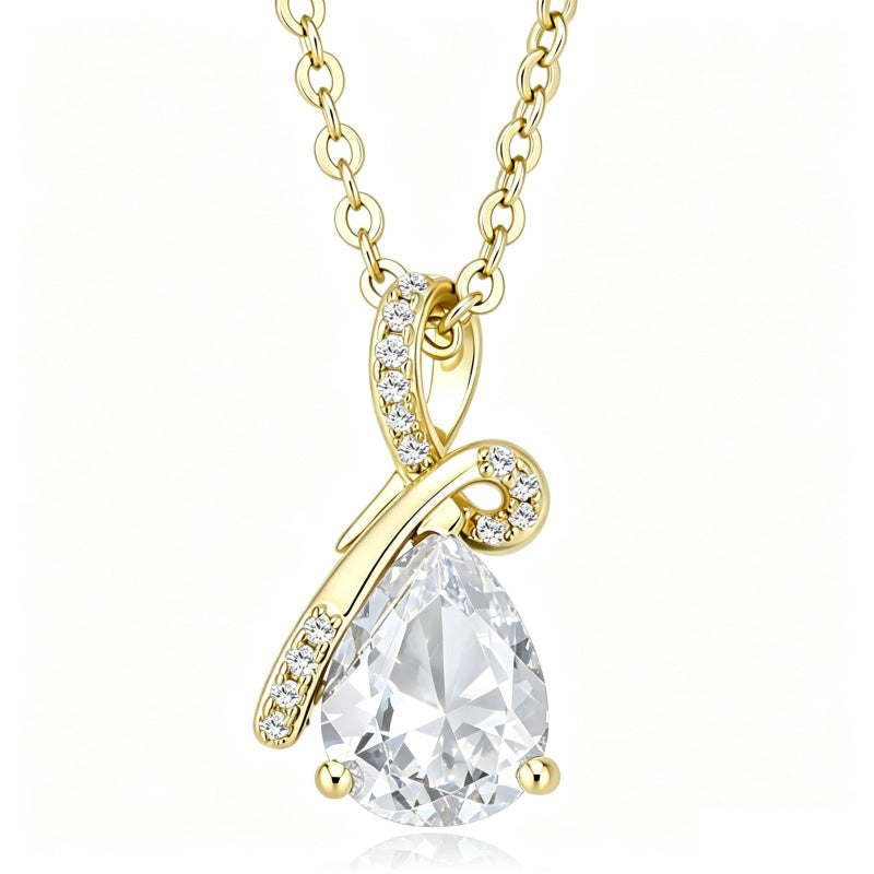 14K Gold Plated  Teardrop Birthstone Pendant Necklace Birthday Gifts for Women