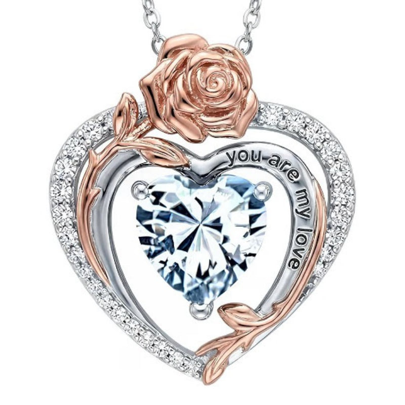 14K Gold Plated  Birthstone Rose Flower Necklaces for Women