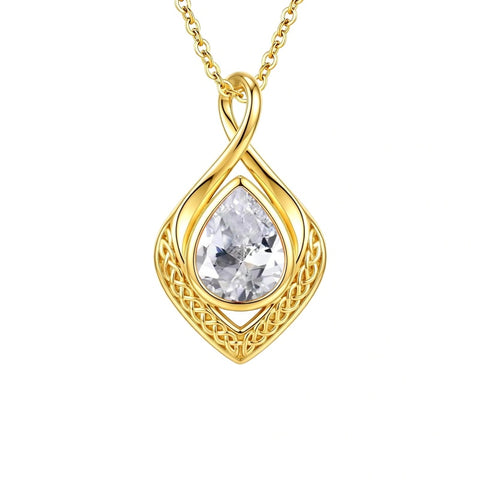 14K Gold Plated  Birthstone Celtic Knot Infinity Necklace  Birthday Christmas Jewelry Gift