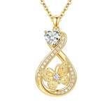 14K Gold Plated Infinity Birthstone  Butterfly Cross Necklace for Women