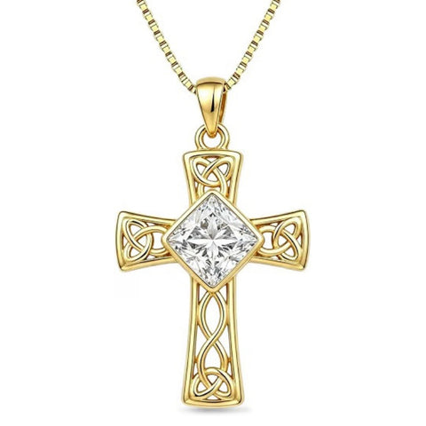 14K Gold Plated  Birthstone Cross Necklace  Pendant Necklace Mother's Day Birthday Gifts for Women
