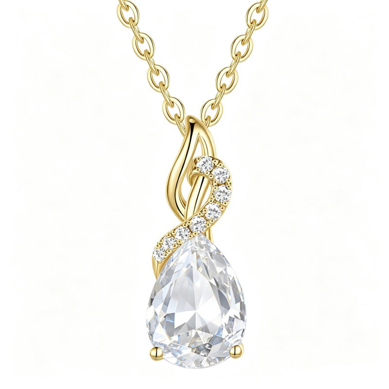 14K Gold Plated  Teardrop Birthstone Pendant Necklace Birthday Gifts for Women
