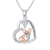 14K Gold Birthstone Corgi Pendant Necklace