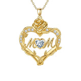 14K Gold Plated Heart Birthstone Rose Mom Butterfly Pendant Necklace for Women