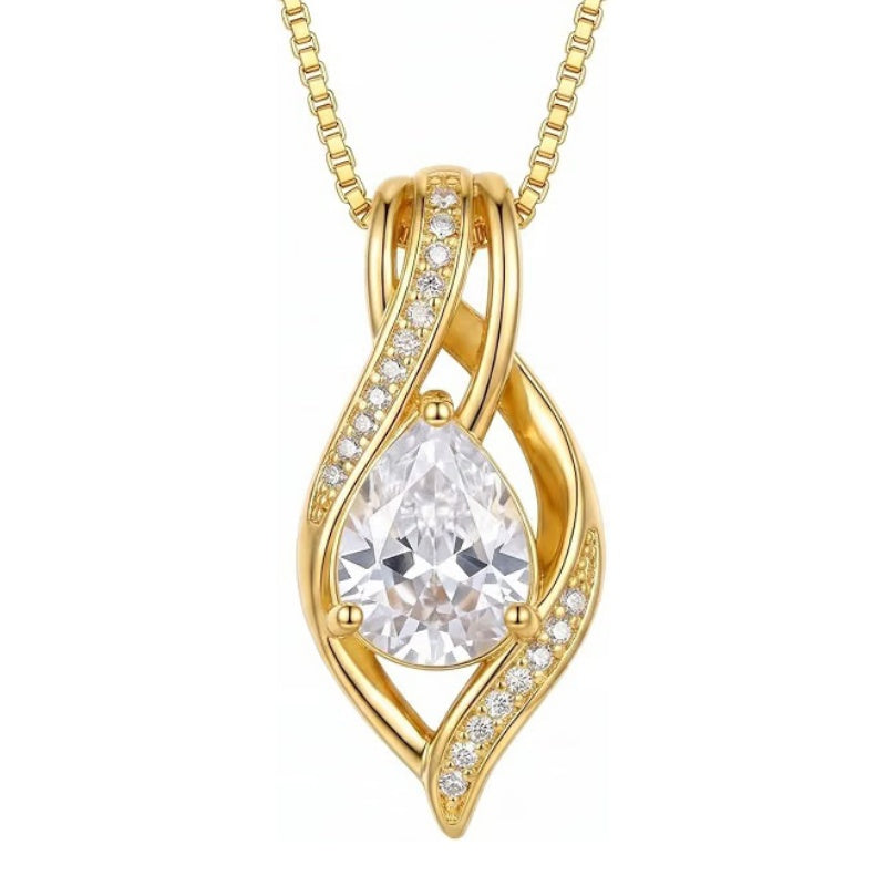 14K Gold Plated  Teardrop Birthstone Infinity Pendant Necklace for Women
