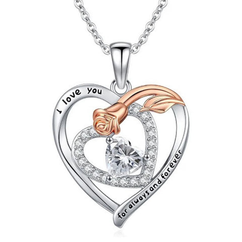 14K Gold Plated  Birthstone Rose Flower Necklaces for Women
