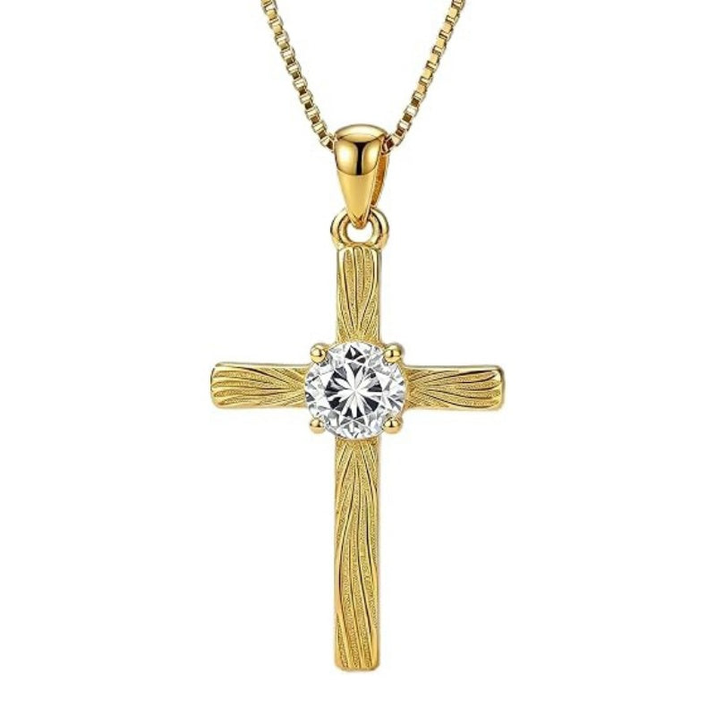 14K Gold Plated  Birthstone Cross Necklace  Pendant Necklace Mother's Day Birthday Gifts for Women