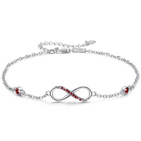 Sterling Silver Endless Love Symbol Anklet